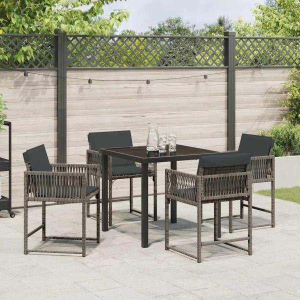 ARDEBO.de - Garten Essgruppe 5 pcs Grau Poly-Rattan