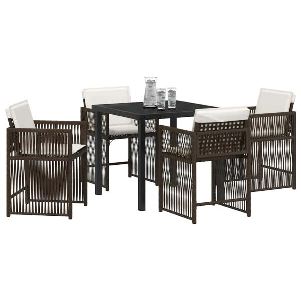 Garten Essgruppe 5 pcs Braun Poly-Rattan