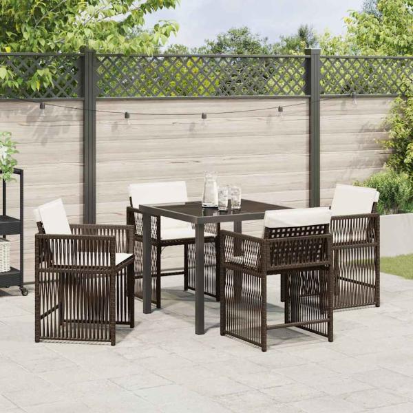 Garten Essgruppe 5 pcs Braun Poly-Rattan