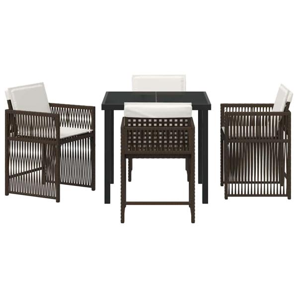 Garten Essgruppe 5 pcs Braun Poly-Rattan