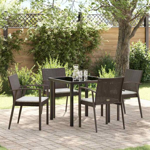 ARDEBO.de - Garten Essgruppe 5 pcs Braun Poly Rattan