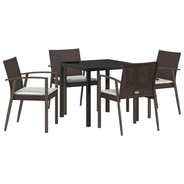 Garten Essgruppe 5 pcs Braun Poly Rattan