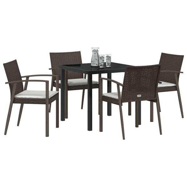 Garten Essgruppe 5 pcs Braun Poly Rattan
