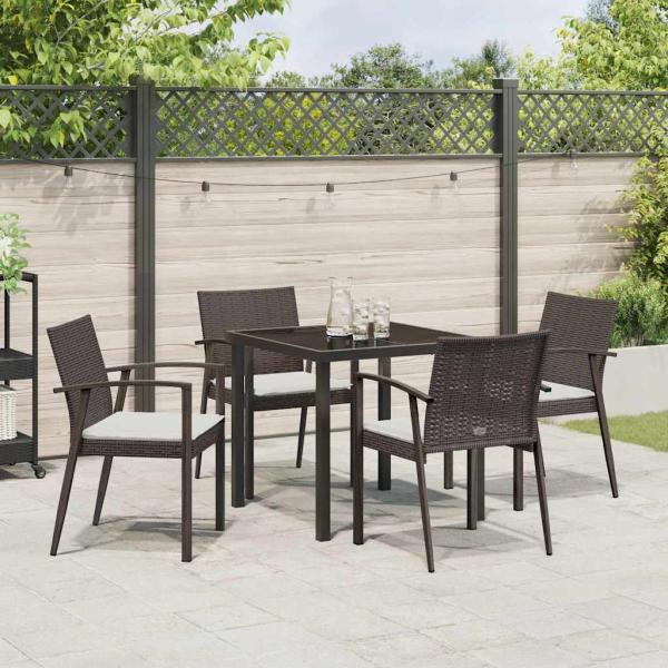 Garten Essgruppe 5 pcs Braun Poly Rattan