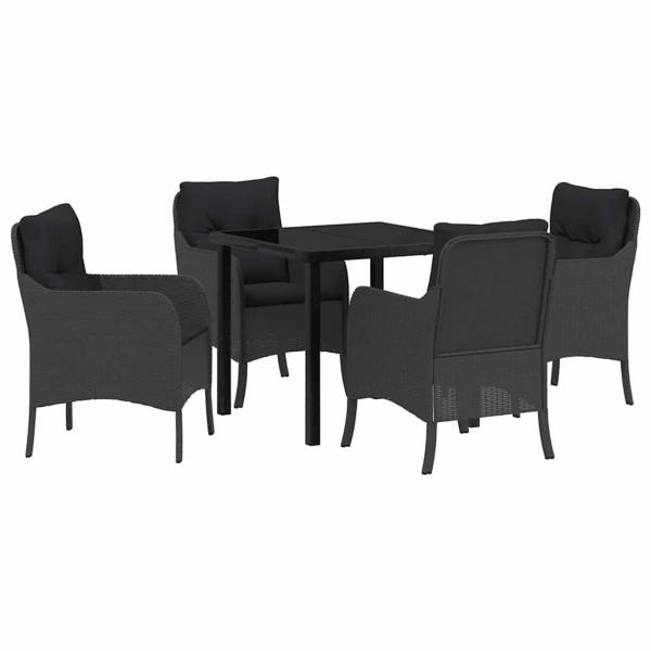 Garten Essgruppe mit Kissen 5 pcs Schwarz Poly Rattan