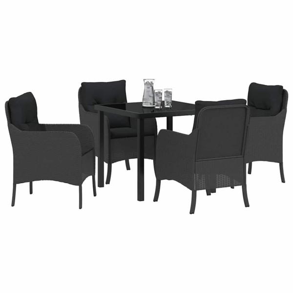 Garten Essgruppe mit Kissen 5 pcs Schwarz Poly Rattan