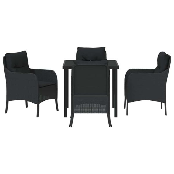 Garten Essgruppe mit Kissen 5 pcs Schwarz Poly Rattan