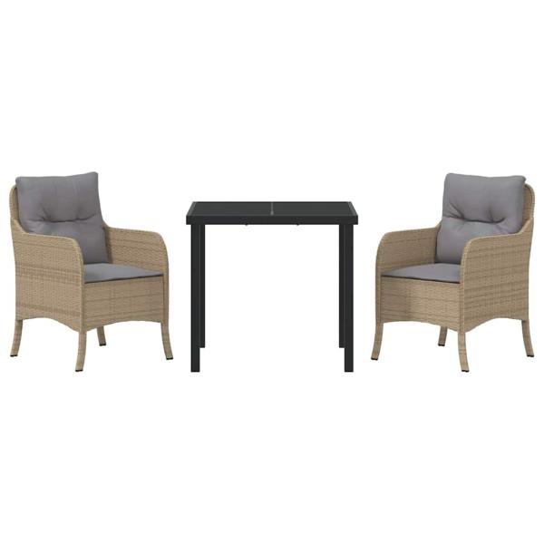 Garten Essgruppe mit Kissen 3 pcs Beige Poly Rattan
