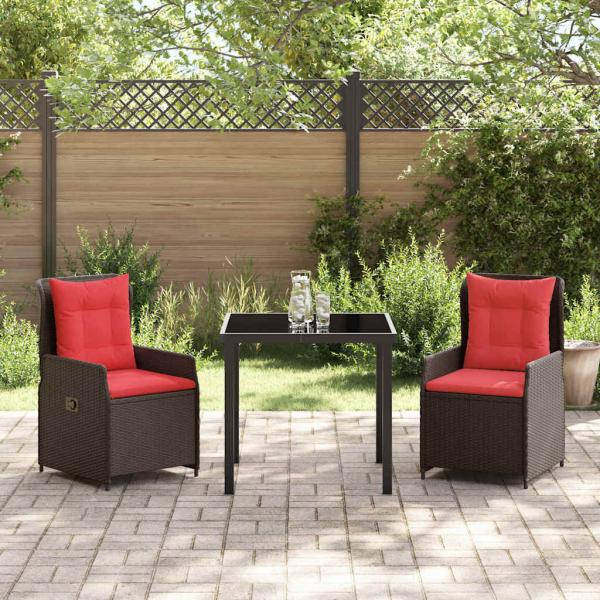 Garten Essgruppe 3 pcs Braun Poly Rattan