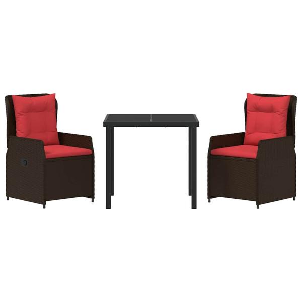 Garten Essgruppe 3 pcs Braun Poly Rattan