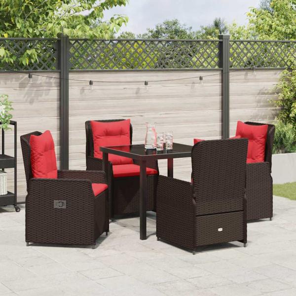 Garten Essgruppe 5 pcs Braun Poly Rattan