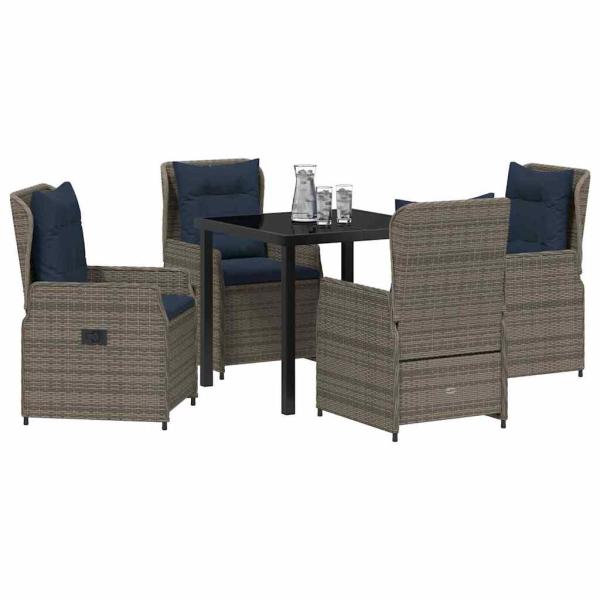 Garten Essgruppe 5 pcs Grau Poly Rattan