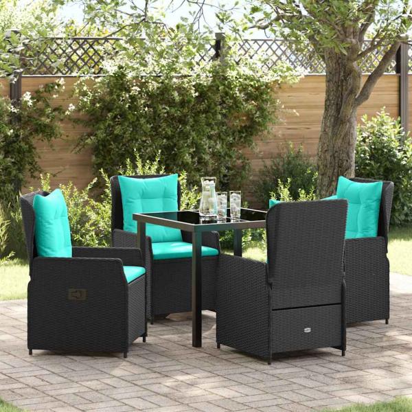 ARDEBO.de - Garten Essgruppe 5 pcs Schwarz Poly Rattan