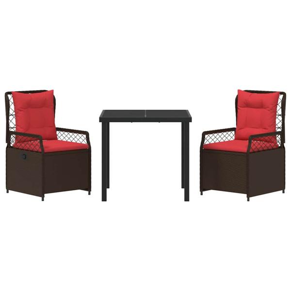 Garten Essgruppe 3 pcs Braun Poly-Rattan