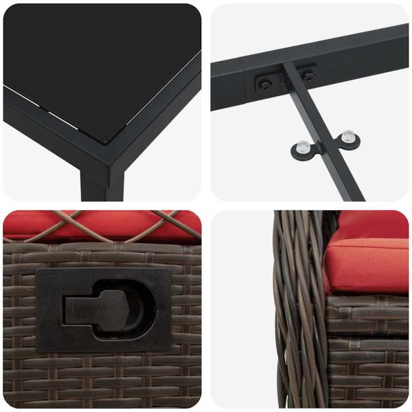 Garten Essgruppe 3 pcs Braun Poly-Rattan