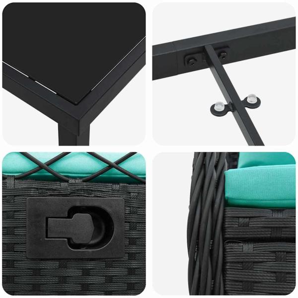 Garten Essgruppe 3 pcs Schwarz Poly-Rattan