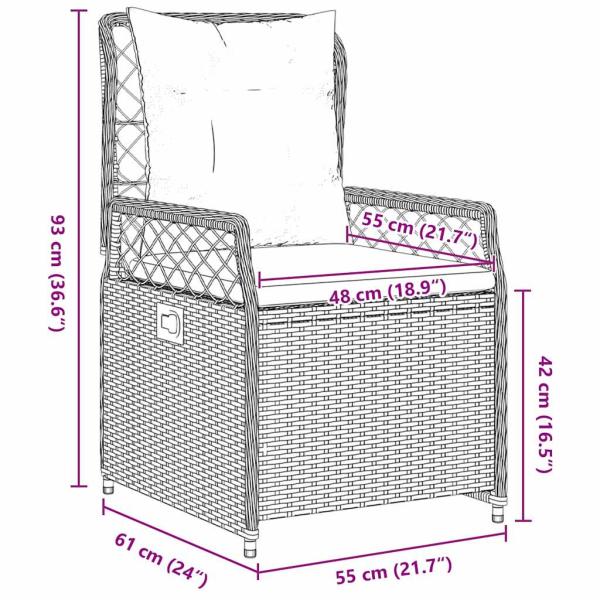 Garten Essgruppe 3 pcs Schwarz Poly-Rattan