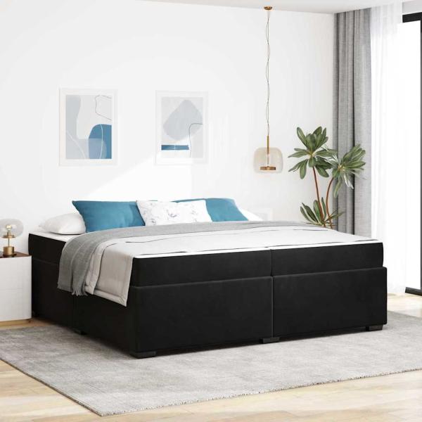 ARDEBO.de - Bettgestell mit Matratze Schwarz 200 x 200 cm Samt