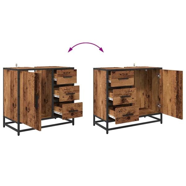Badezimmermöbel Set mit Regal 3 pcs Altholz 35 x 37,5 x 100 cm