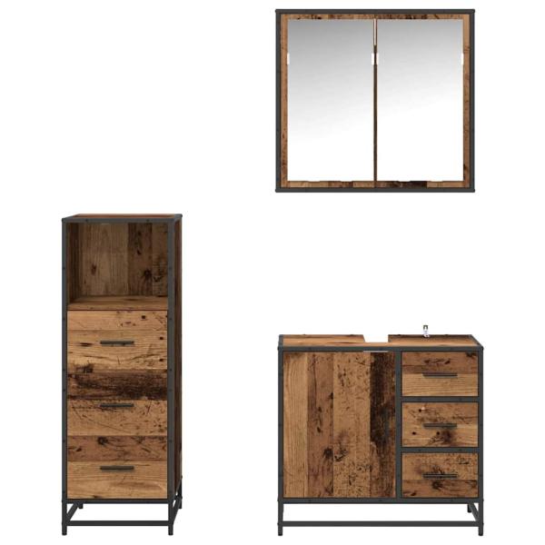 Badezimmermöbel Set mit Regal 3 pcs Altholz 35 x 37,5 x 100 cm