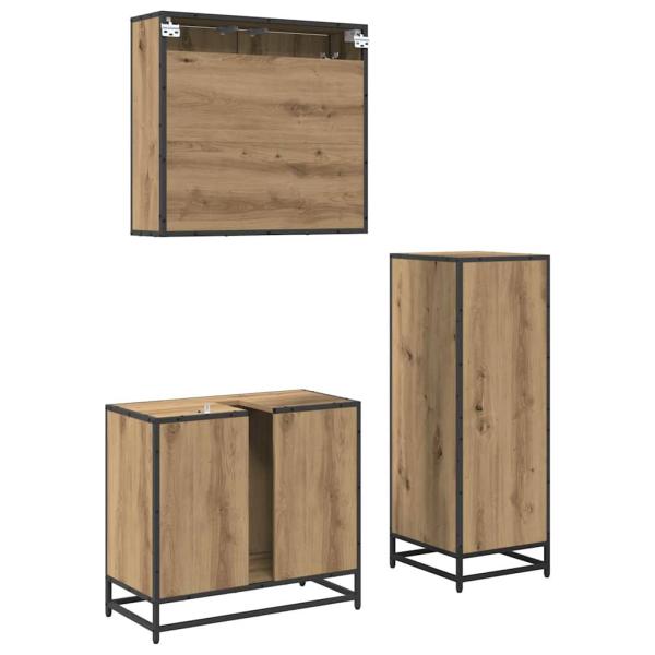 Badezimmermöbel Set 3 pcs Eiche handwerklich 35 x 37,5 x 100 cm