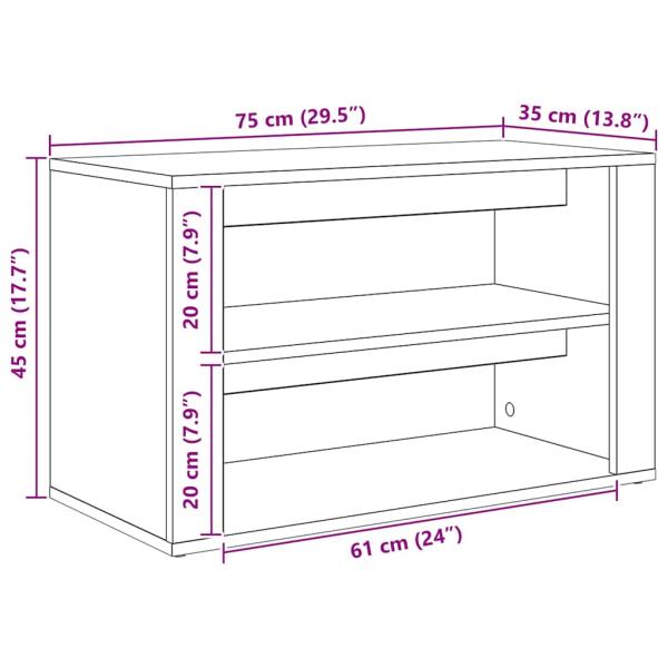 Schuhregal Schwarze Eiche 75 x 35 x 45 cm Holzwerkstoff