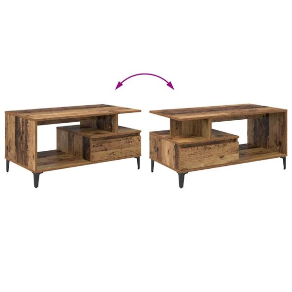 Couchtisch with Drawer Altholz 90 x 49 x 45 cm Holzwerkstoff