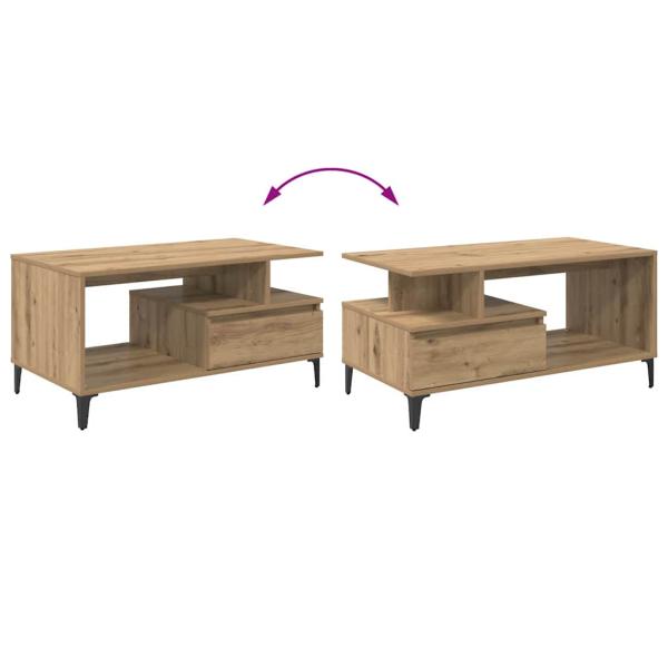 Couchtisch Eiche handwerklich 90 x 49 x 45 cm Holzwerkstoff