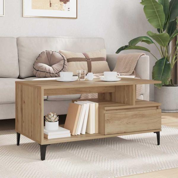 Couchtisch Eiche handwerklich 90 x 49 x 45 cm Holzwerkstoff