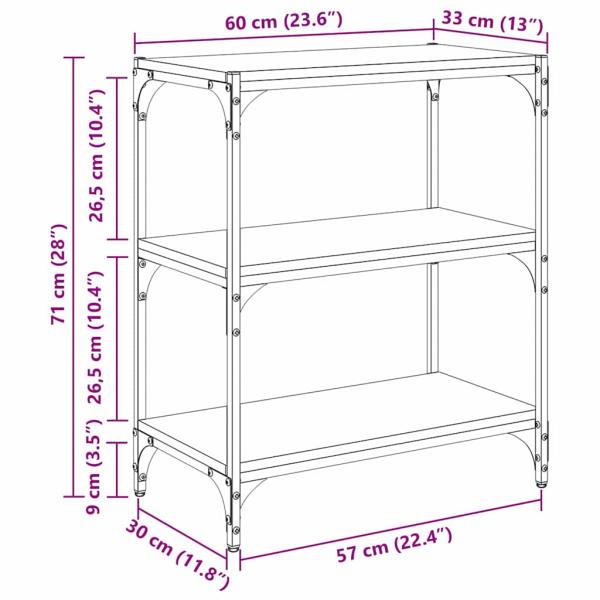 Bücherregal Schwarze Eiche 60 x 33 x 71 cm Holzwerkstoff