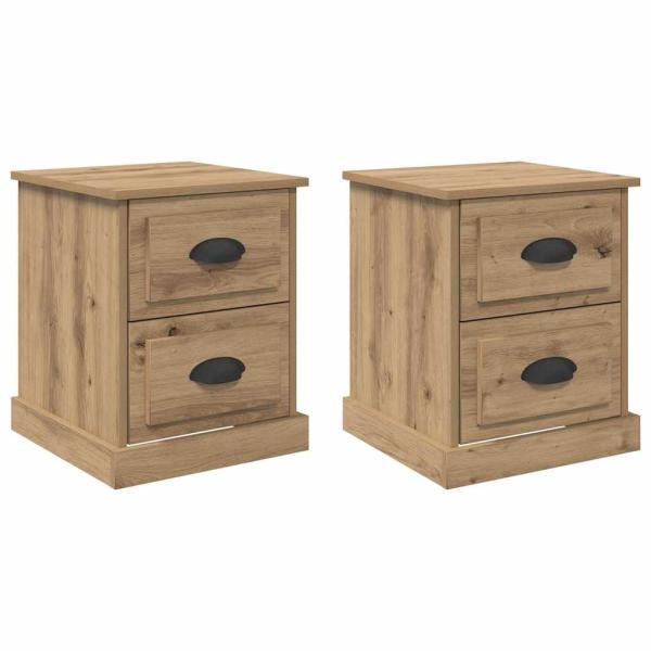 Nachttisch 2 pcs Eiche handwerklich 39 x 39 x 47.5 cm