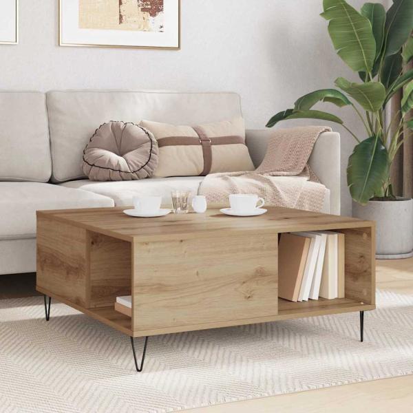 Couchtisch Eiche handwerklich 80 x 80 x 36.5 cm Holzwerkstoff