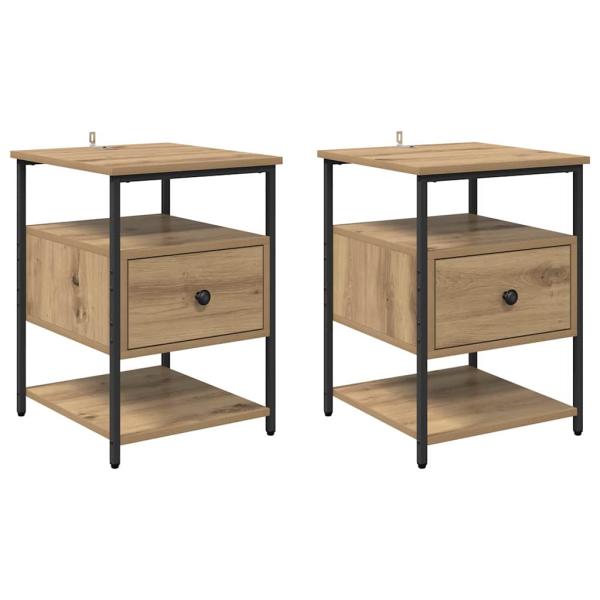 Nachttisch 2 pcs Eiche handwerklich 40 x 42 x 56 cm