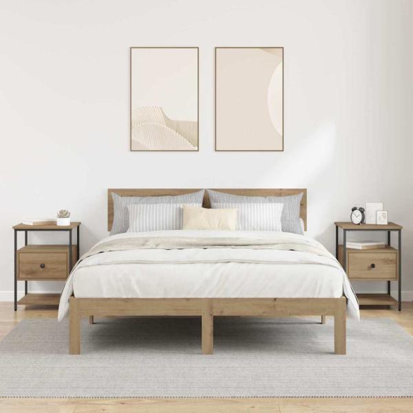 Nachttisch 2 pcs Eiche handwerklich 40 x 42 x 56 cm