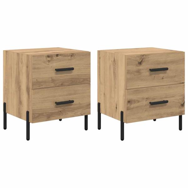 Nachttisch 2 pcs Eiche handwerklich 40 x 35 x 47,5 cm