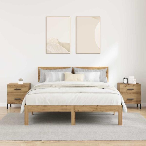 Nachttisch 2 pcs Eiche handwerklich 40 x 35 x 47,5 cm