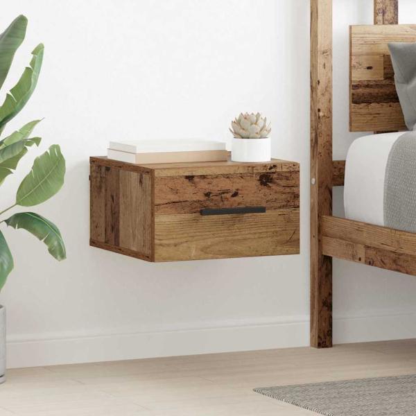 ARDEBO.de - Nachttisch Wandmontiert Altholz 35 x 35 x 20 cm Holzwerkstoff