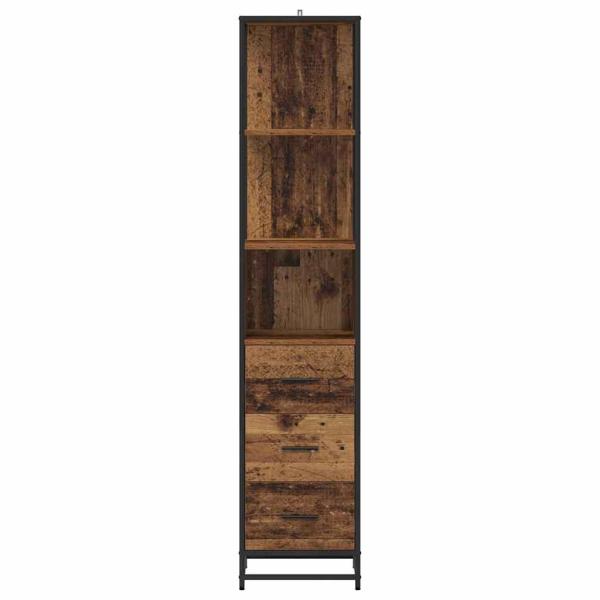 Badezimmer Schrank mit Schubladen Altholz 35 x 37,5 x 166 cm