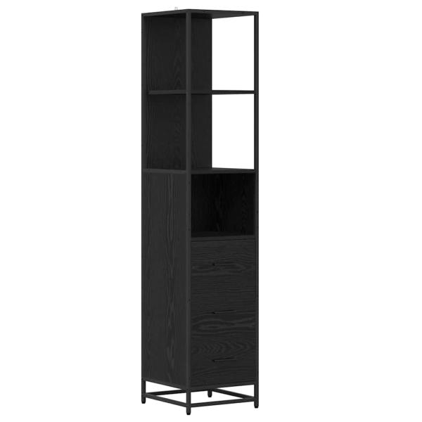 Badezimmer Schrank mit Regal Schwarze Eiche 35 x 37,5 x 166 cm