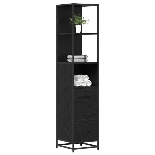 Badezimmer Schrank mit Regal Schwarze Eiche 35 x 37,5 x 166 cm