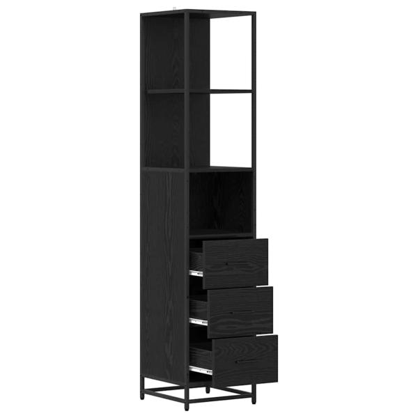 Badezimmer Schrank mit Regal Schwarze Eiche 35 x 37,5 x 166 cm