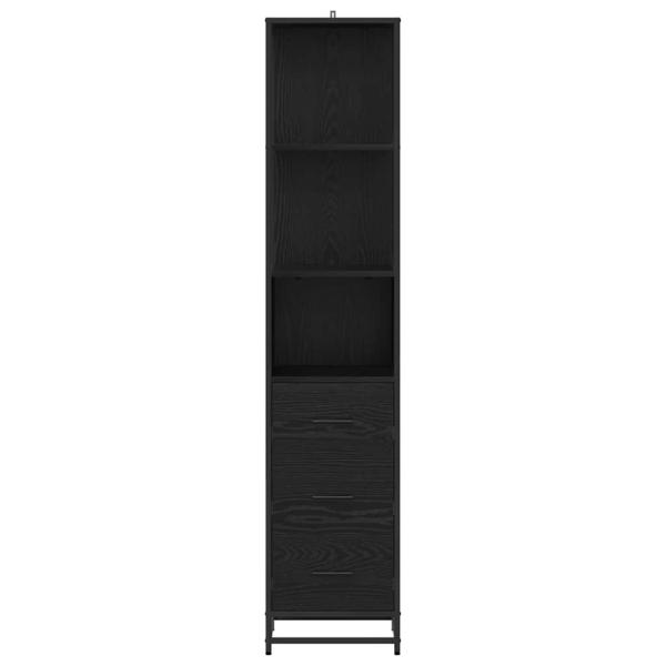 Badezimmer Schrank mit Regal Schwarze Eiche 35 x 37,5 x 166 cm