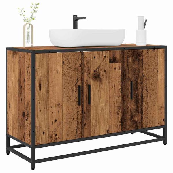 Badezimmer Waschbecken Schrank mit Tür Altholz 90 x 33 x 60 cm