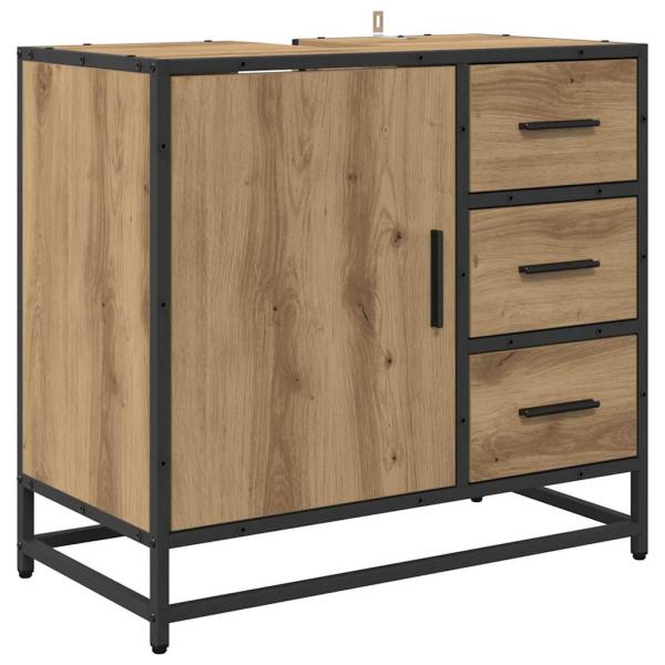 Badezimmer Waschbecken Schrank mit Regal Eiche handwerklich