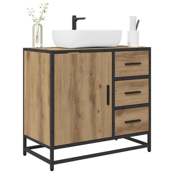 Badezimmer Waschbecken Schrank mit Regal Eiche handwerklich