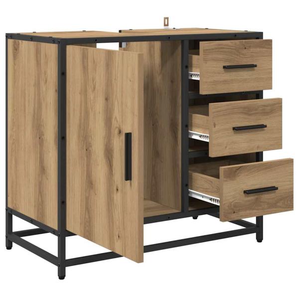 Badezimmer Waschbecken Schrank mit Regal Eiche handwerklich