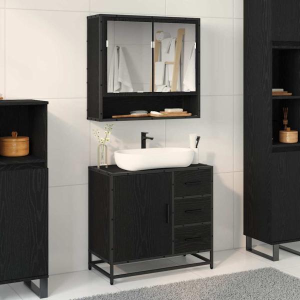 ARDEBO.de - Badezimmer Waschbecken Schrank Schwarze Eiche 65 x 33 x 60 cm