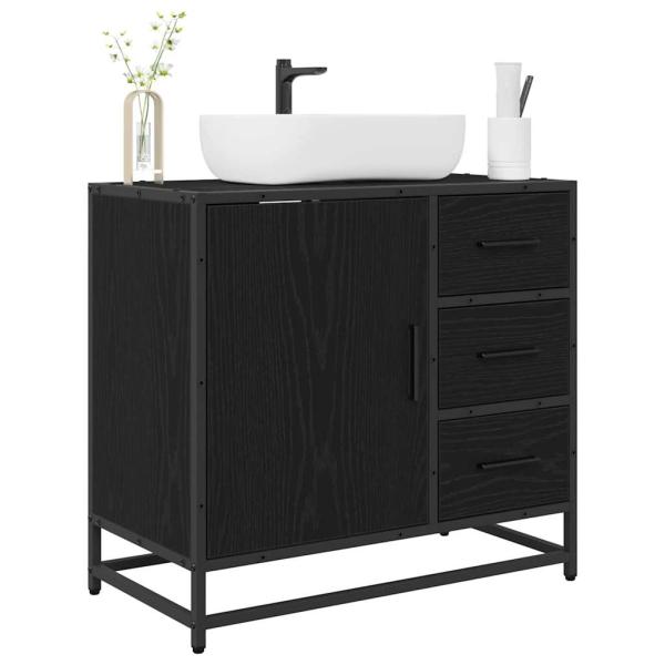 Badezimmer Waschbecken Schrank Schwarze Eiche 65 x 33 x 60 cm