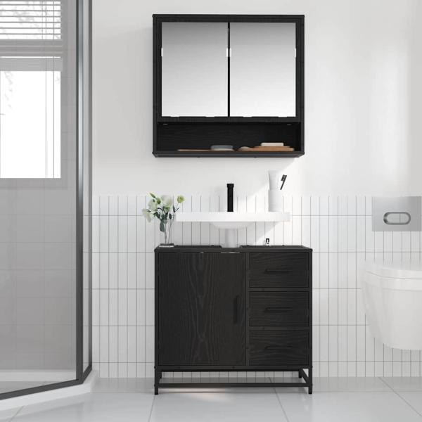 Badezimmer Waschbecken Schrank Schwarze Eiche 65 x 33 x 60 cm