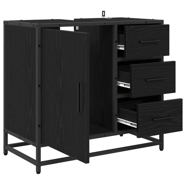 Badezimmer Waschbecken Schrank Schwarze Eiche 65 x 33 x 60 cm